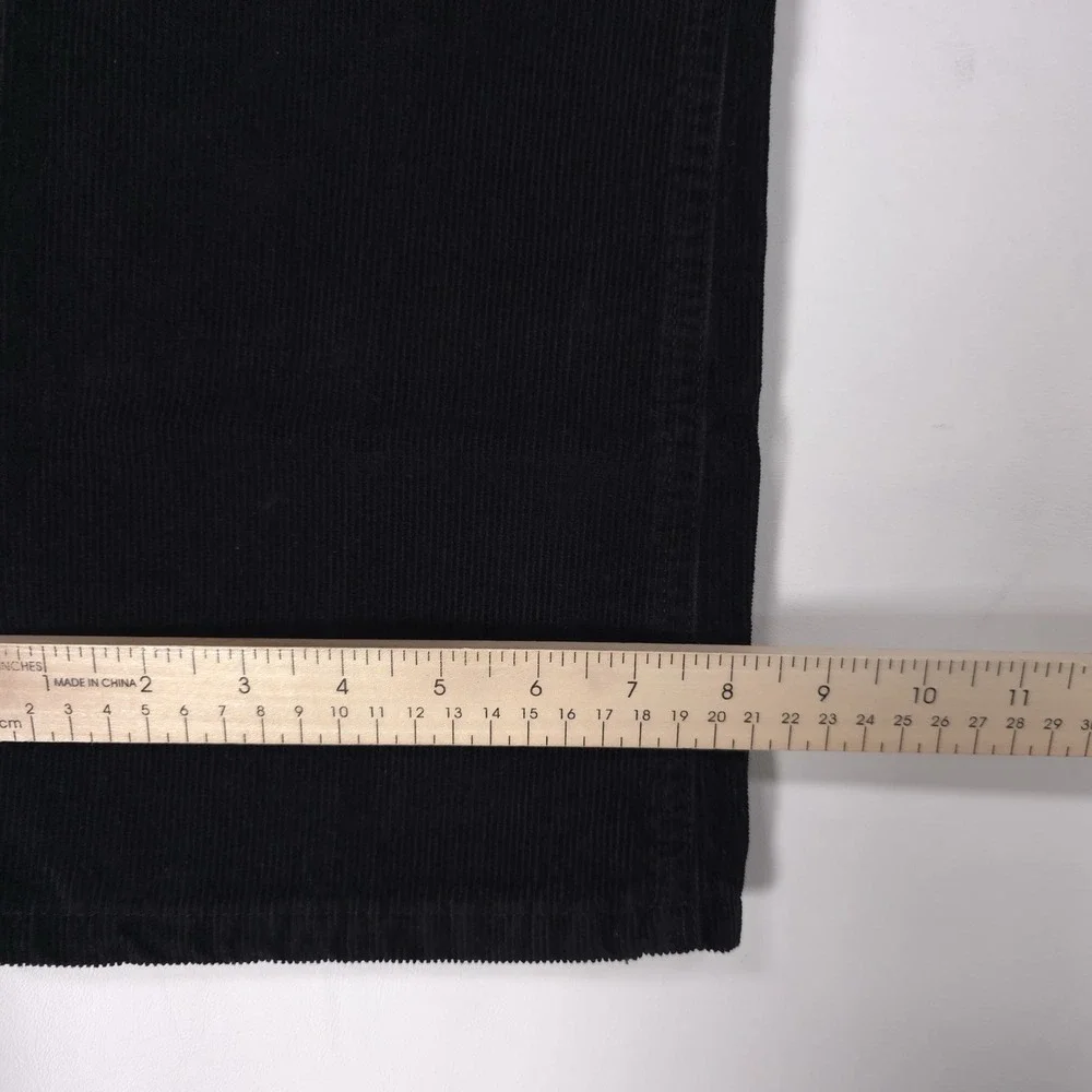 asos Black Corduroy Flare Pants 26/28 Straight Bootcut Jeans Cotton Turkey Crop - Picture 7 of 13